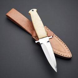 custom handmade d2 steel fixed blade hunting knife with leather sheath