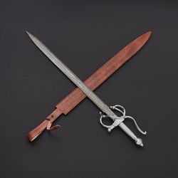 Damascus Steel Mirza Sword with Leather Sheath