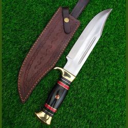 14 inches custom handmade damascus bowie knife, 12c27 steel, hunting knife, christmas gift knife, personalized gift