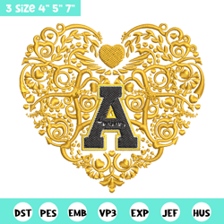 Appalachian State heart embroidery design, Sport embroidery, logo sport embroidery, Embroidery design,NCAA embroidery