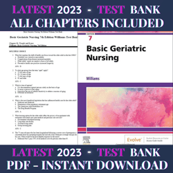 Test Bank Basic Geriatric Nursing 7th Edition by Patricia A. Williams Latest 2023  All Chapters