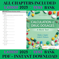 Test Bank Calculation of Drug Dosages 11th Edition by Sheila J. Ogden Latest 2023 | All Chapters Included