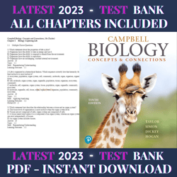 Test Bank Campbell Biology-Concepts & Connections, 10th Edition by Martha R. Taylor Latest 2023 | All Chapters Included