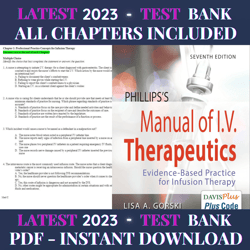 Test Bank Phillips's Manual of I.V. Therapeutics: Evidence-Based Practice for Infusion Therapy 7th Edition by Lisa Gorsk