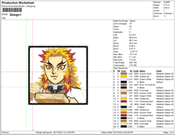 Rengoku Embroidery, Wildflowers Stitched File, Pes Dst Pes, Instant Download, Machine Embroidered Digital Design Files