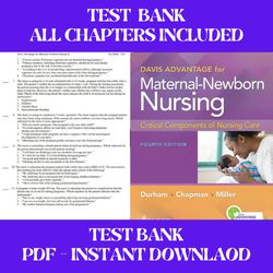 Davis Advantage for Maternal Newborn Nursing Critical Components of Nursing Care 4th Edition Connie Durham Text Bank Al