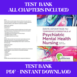 Davis Advantage for Townsend's Essentials of Psychiatric Mental-Health Nursing Concepts 9th Edition by Morgan Test Bank