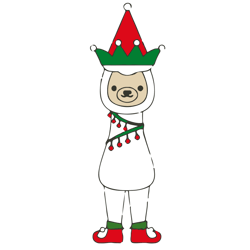 llama elf hat svg, christmas llama svg, cute christmas llama svg, llama holidays svg, digital download (3)