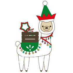 llama elf hat svg, christmas llama svg, cute christmas llama svg, llama holidays svg, digital download (4)