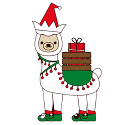 llama elf hat svg, christmas llama svg, cute christmas llama svg, llama holidays svg, digital download (7)