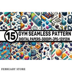 gym seamless patterns digital papers