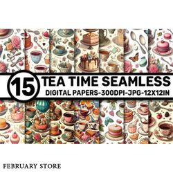 tea time seamless patterns digital paper