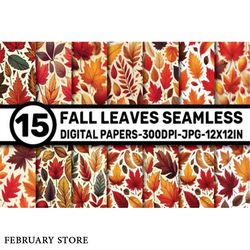 fall leaves seamless pattern digital