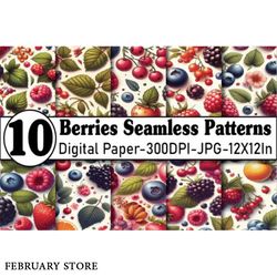 berries seamless patterns digital papers