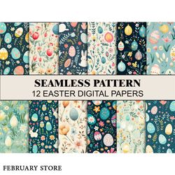 easter seamless pattern spring flowers