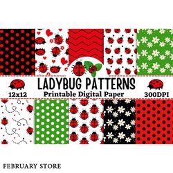ladybug seamless pattern digital paper