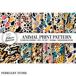 animal print pattern digital papers