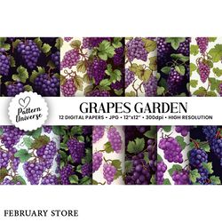 grapes fruit pattern digital papers
