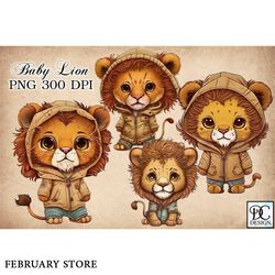 cute baby lion watercolor clipart