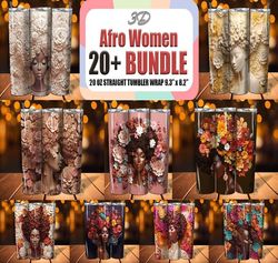 3d afro women tumbler wrap bundle | sublimation tumbler bundle | digital download