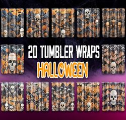 skull halloween tumbler wrap bundle | sublimation tumbler bundle | digital download