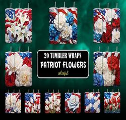 patriot flowers tumbler wraps bundle | sublimation tumbler bundle | digital download
