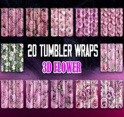 3d flower tumbler wraps bundle | sublimation tumbler bundle | digital download