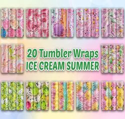 ice cream summer tumbler wraps bundle | sublimation tumbler bundle | digital download