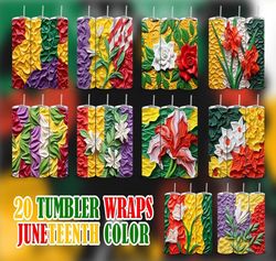 3d flower juneteenth tumbler wrap bundle | sublimation tumbler bundle | digital download