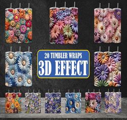 20 tumbler wraps 3d effect | 3d effect flower tumbler wrap bundle | sublimation tumbler bundle | digital download