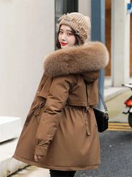 Winter Coat Men Women Short Loose Add Velvet Thick Warmth Fur Hooded Parkas - Coats for women zara - Winter coat sale