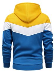 Men's Color Block Hoodie - Casual Graphic Design Pullover with Kangaroo Pocket for Winter and Fall Streetwear