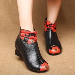 Feerldi Original Retro Ethnic Boots - Woman Genuine Leather Plush Short Boots - Leather new style shoes