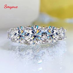 diamond ring - smyoue 18k plated 3.6ct all moissanite rings for women 5 stones sparkling diamond wedding band