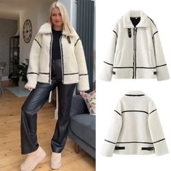 Faux fur jacket - lambs wool jacket - one piece jacket -  autumn jacket - winter jacket