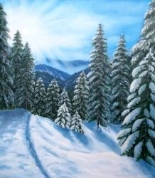 Painting "Winter in the mountains", Size 50x60