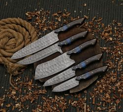 kitchen knife chef set damascus steel chef knife gift for him , gift for boyfriend , camping knife , bbq knife
