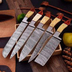 handmade chef knives set: premium kitchen knife collection | damascus chefs knife