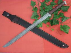 Damascus Handmade Damascus Steel Sword Handle Micarta With Beautiful Leather Sheath