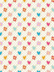 Colorful Checker Squares Hearts amp Flowers Pattern White amp Yellow Graphic