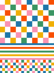 Fun Check Colorful Checker Stripe Retro 80s 90s Pattern