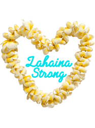 Lahaina Strong Plumeria Heart Blue Letters Front DesignWhite