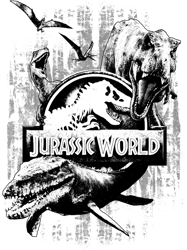 Jurassic World Grey Scale Dinosaur Collage