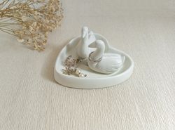 Couple Swan Ring Holder - Concrete Animal Ring Holder - Duck Jewelry Bowl - Bird Ring Holder - Wedding Ring Holder Dish
