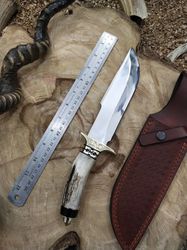Custom Handmade Antler Handle Hunting Knife, Birthday gift, Gift knife, Personalized gift for him
