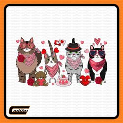 Cute Cats Valentines Day Png, Cat Lover Valentine Png, Cat Family, Mini Bear Heart Valentine, Cat