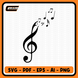 Musical Notes Floating Instant Download SVG, PDF, EPS, AI, PNG digital download