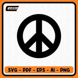 Peace sign black & white Instant Downloads SVG, PDF, EPS, AI, PNG digital download