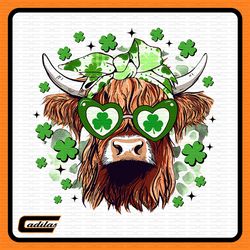 St Patrick's Day Highland Cow PNG, Retro St Patricks, St Patrick's Day Png, Clover, Shamrock Png, Digital Download