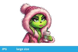 Grinch girl in thought jpeg image Cartoon Digital File